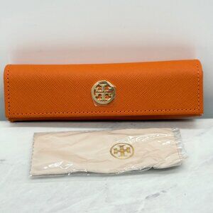 Tori Burch Orange Semi Hard Small Magnetic Flip Top Sunglasses Case